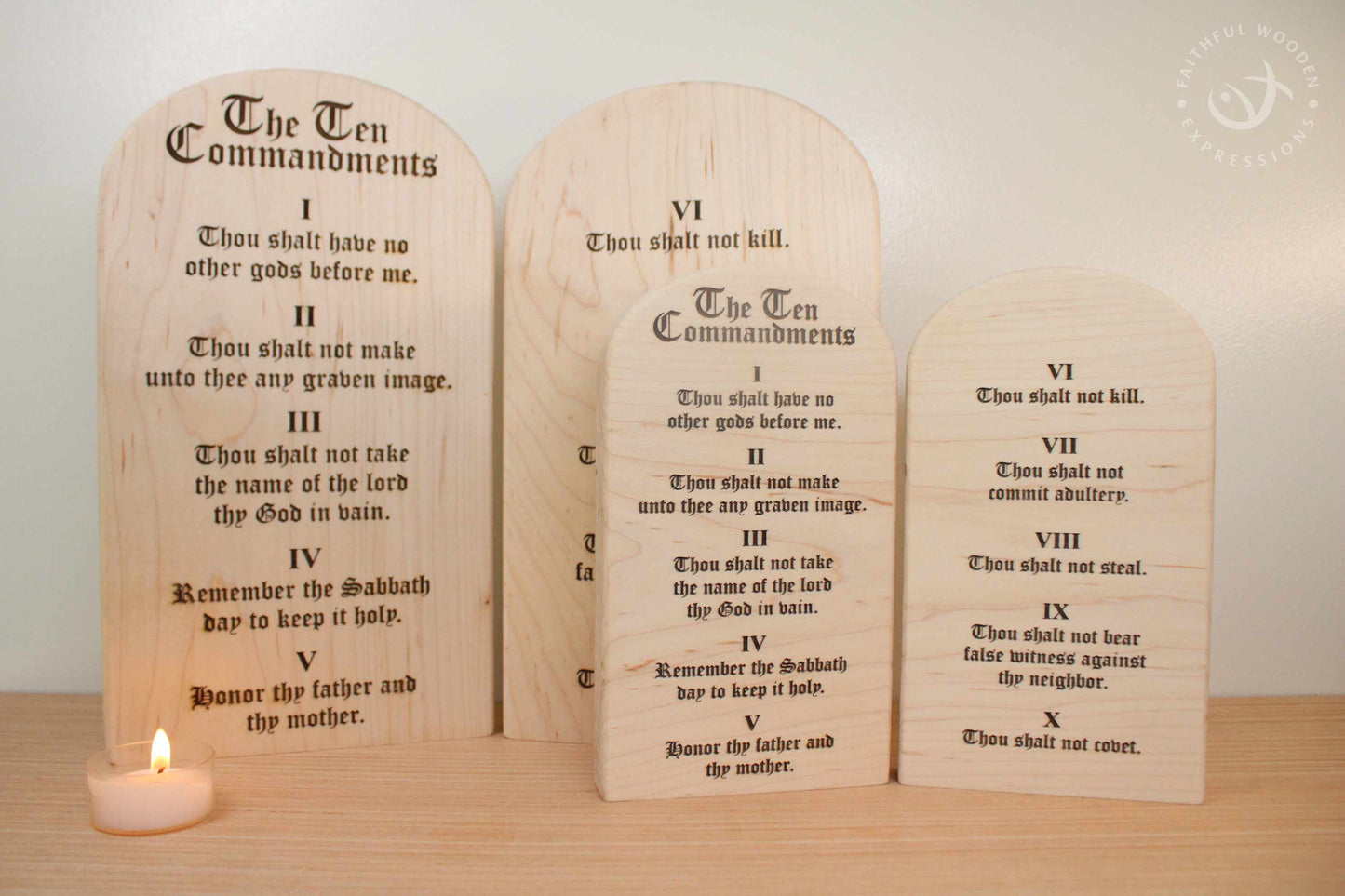 The Ten Commandments wooden tablets set | Christian wall or shelf decor | God's law