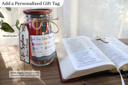 Personalized Bible Verse Jar | Christian Affirmation Gift for Women & Men | Color-Coded Scripture Encouragement Prayer Jar