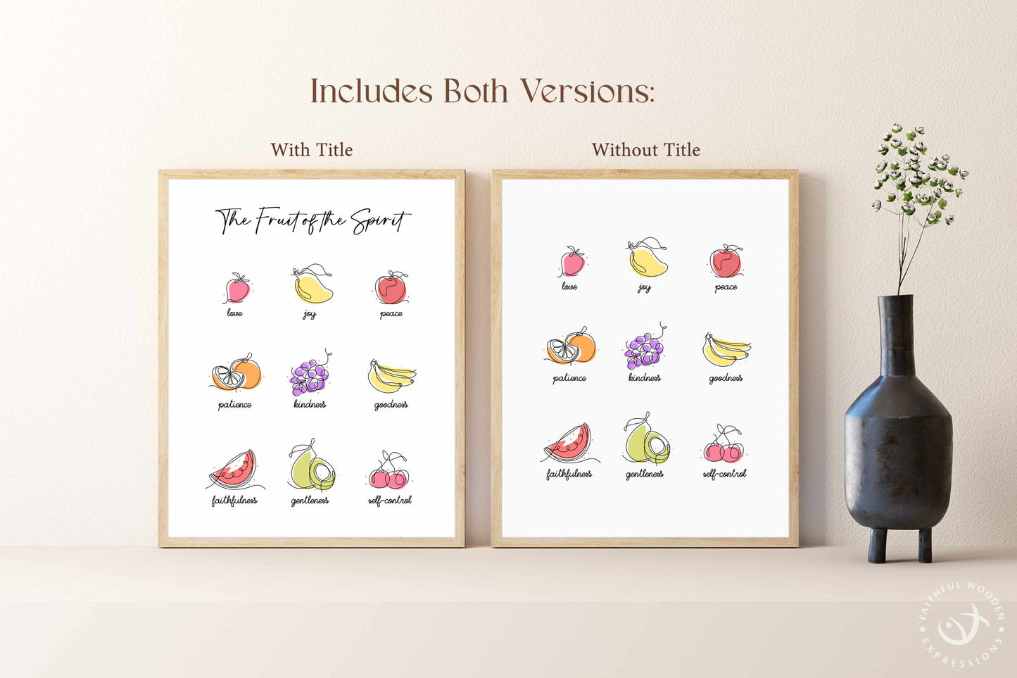 Fruit of the Spirit Print: Christian Scripture, Modern Kitchen Art (Digital Download)