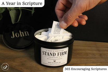 Personalized Daily Bible Verse Jar for Men with 365 Scriptures, A Meaningful Christian Encouragement Gift for Husband, Dad, Son or Friend