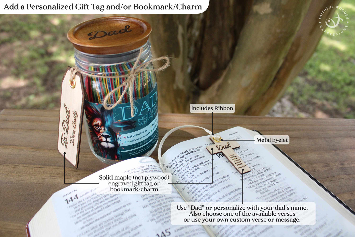 Seek Him Bible Verse Jar for Dad – Color-Coded Scriptures to Match His Emotions, Personalized Gift of Prayer, Encouragement & Daily Strength