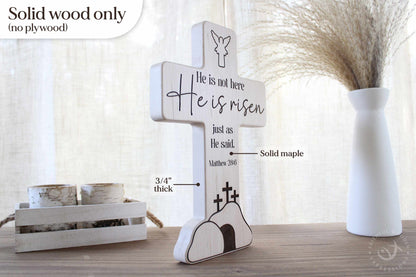 Empty Tomb He Is Risen Display | Easter Nativity Resurrection Decor | Handmade Wooden Christian Gift | Religious Keepsake for Home or Church