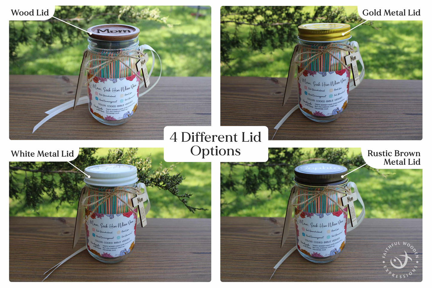 Mom Personalized Bible Verse Jar Gift - Color-Coded Scriptures for Encouragement & Prayer for Mothers
