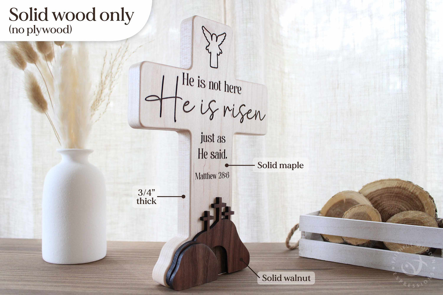 Resurrection Easter Scene | He Is Risen Empty Tomb Decor | Handmade He lives Religious Display | Christian Gift for Home or Family Keepsake