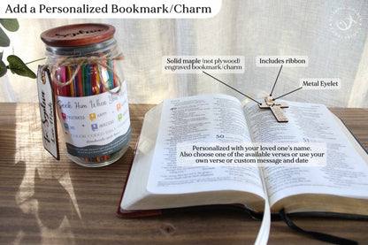 Personalized Bible Verse Jar | Christian Affirmation Gift for Women & Men | Color-Coded Scripture Encouragement Prayer Jar
