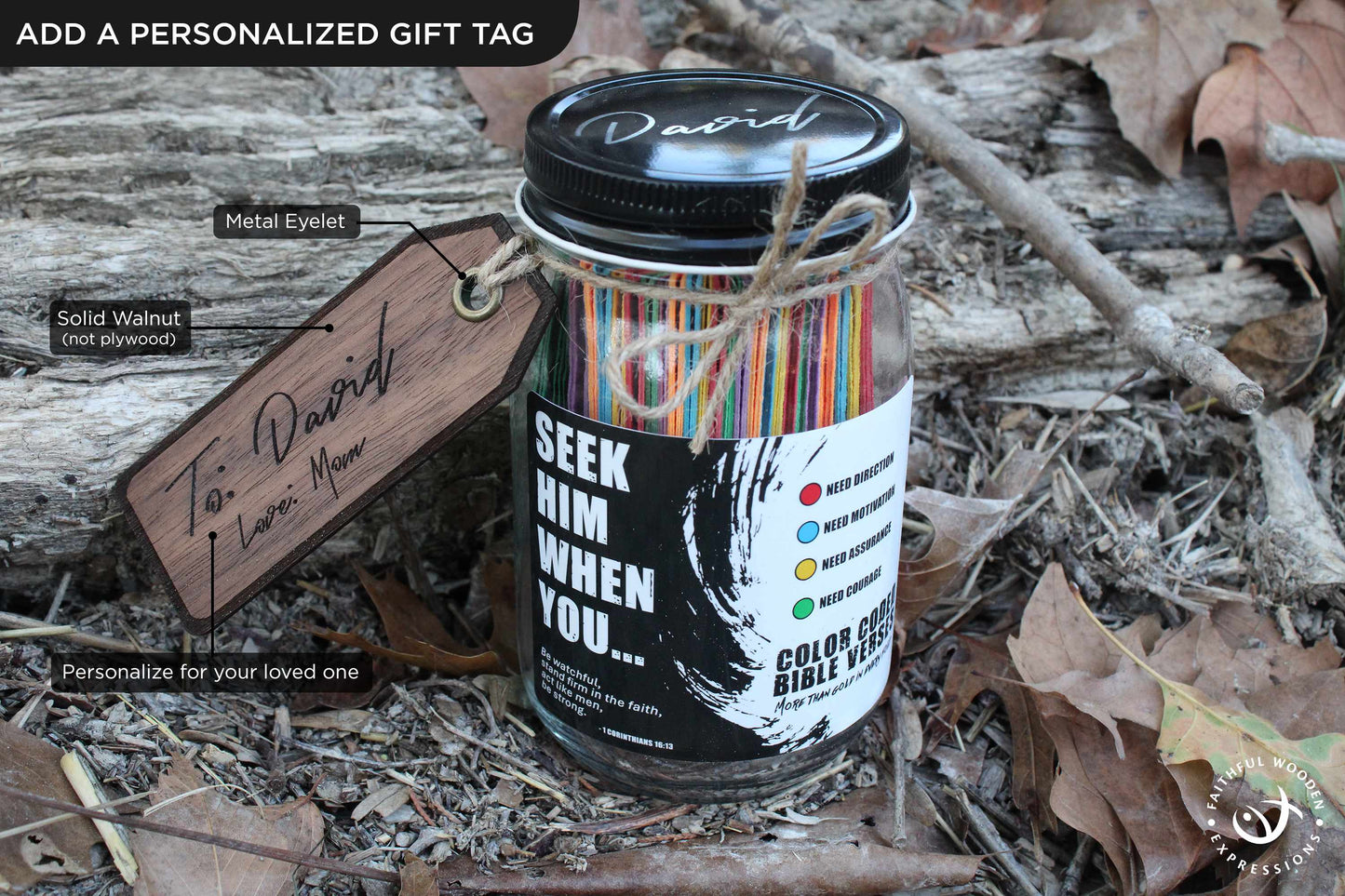 Bible Verse Jar for Men – Color-Coded Scriptures for Direction, Courage, Motivation & Assurance