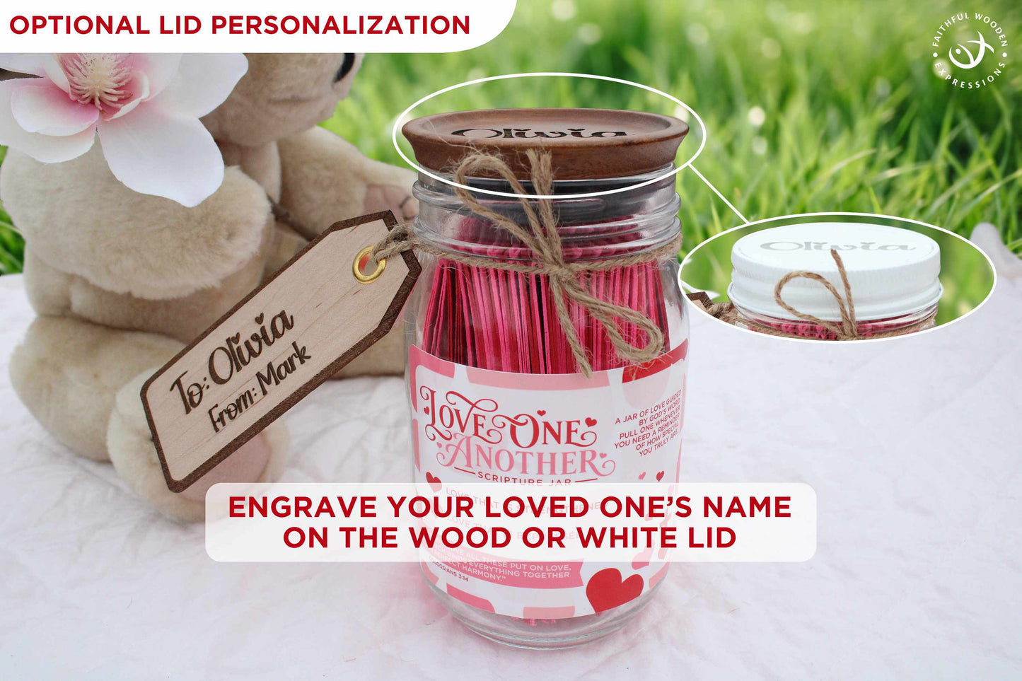 Christian Wedding or Engagement Gift – Love Bible Verse Jar with Scripture Encouragement