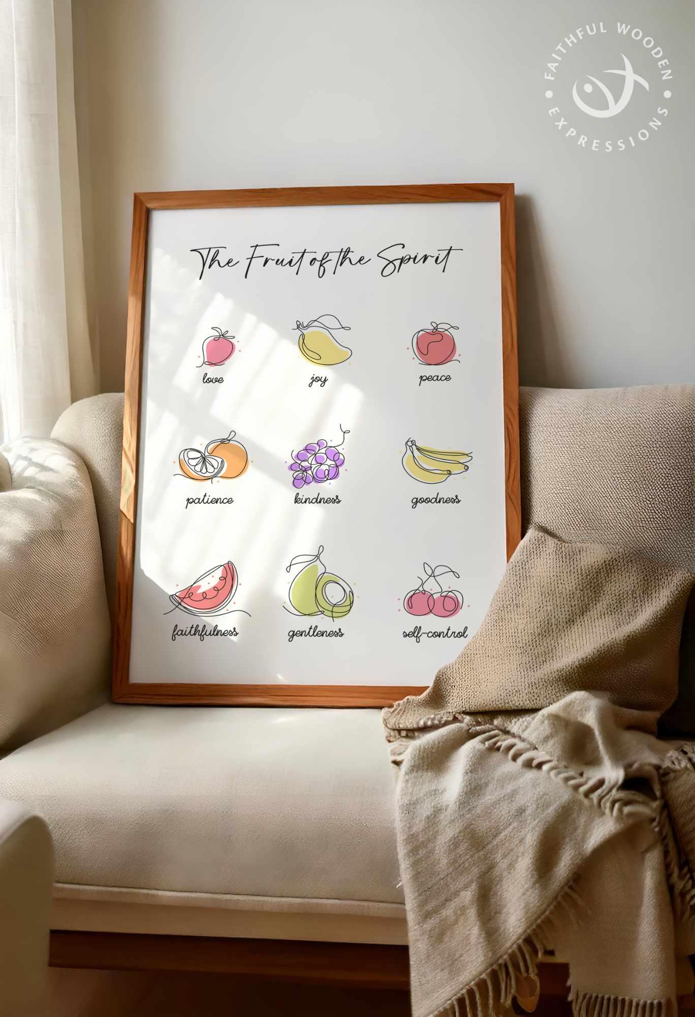 Fruit of the Spirit Print: Christian Scripture, Modern Kitchen Art (Digital Download)