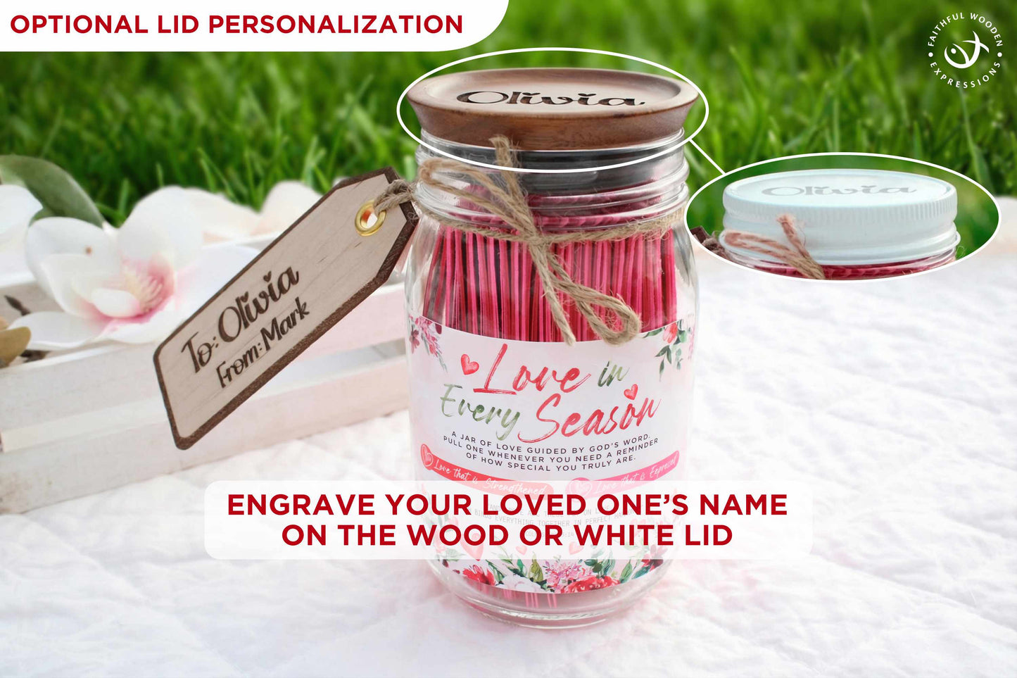 Faith Based Love Jar – Christian Bible Verse Jar for Marriage Relationship or Wedding Gift