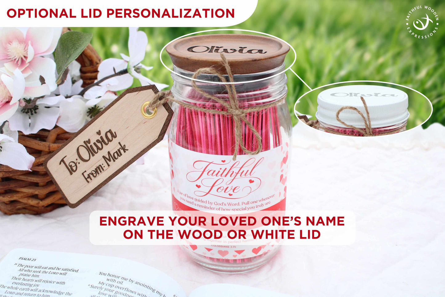 Christian Anniversary Gift for Spouse or Loved One – Love Bible Verse Jar with Scripture Encouragement
