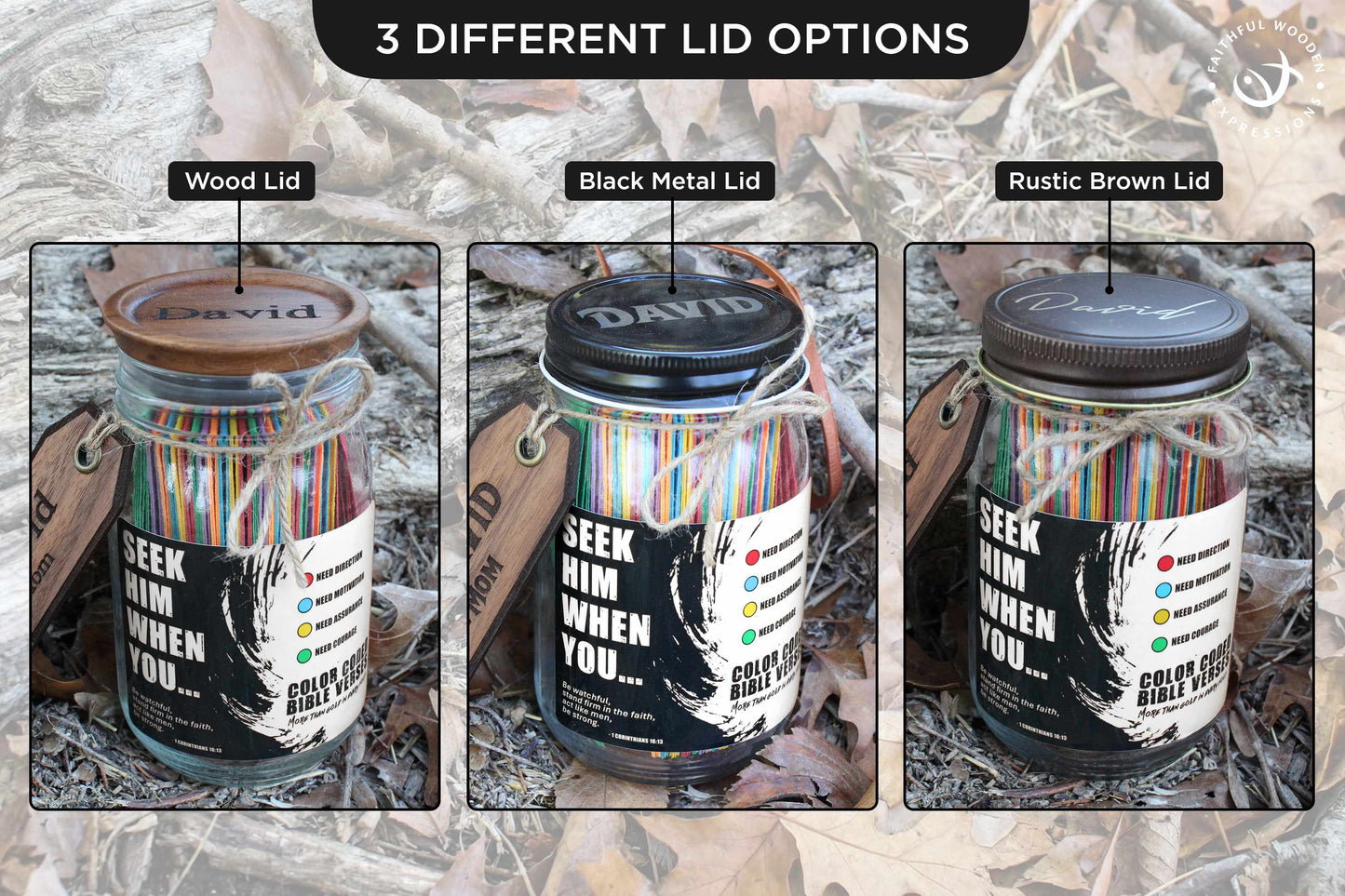 Bible Verse Jar for Men – Color-Coded Scriptures for Direction, Courage, Motivation & Assurance