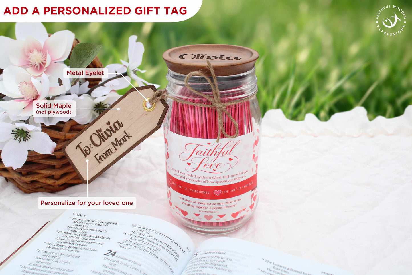 Christian Anniversary Gift for Spouse or Loved One – Love Bible Verse Jar with Scripture Encouragement
