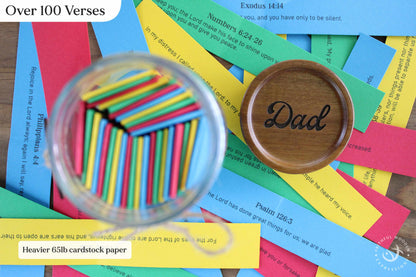 Seek Him Bible Verse Jar for Dad – Color-Coded Scriptures to Match His Emotions, Personalized Gift of Prayer, Encouragement & Daily Strength