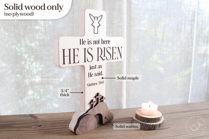 He Is Risen Christian Decor | Empty Tomb Resurrection Scene | Handmade Wooden Easter Nativity Gift | Religious Keepsake for Home or Family