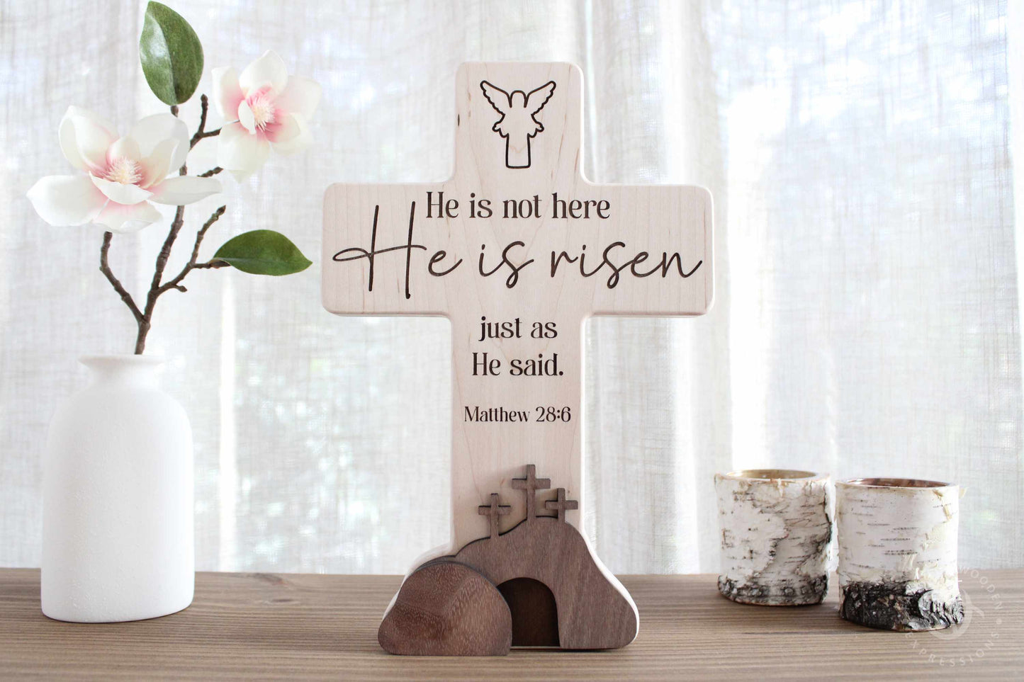 Easter Nativity Resurrection Scene | Handmade Wooden Display | Christian Empty Tomb Decor | He Is Risen Gift for Religious Home or Church