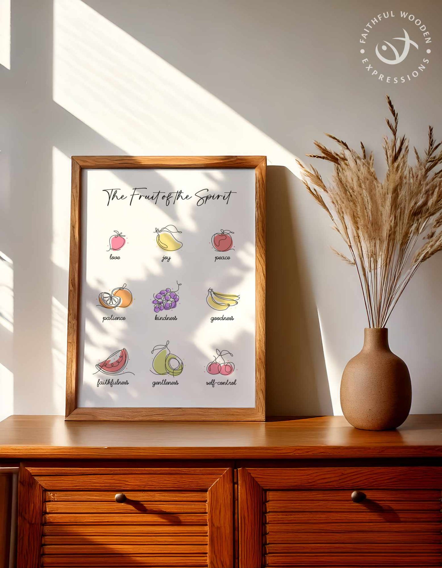 Fruit of the Spirit Print: Christian Scripture, Modern Kitchen Art (Digital Download)