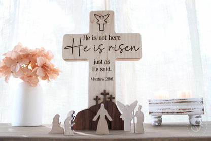 Resurrection Easter Scene | He Is Risen Empty Tomb Decor | Handmade He lives Religious Display | Christian Gift for Home or Family Keepsake