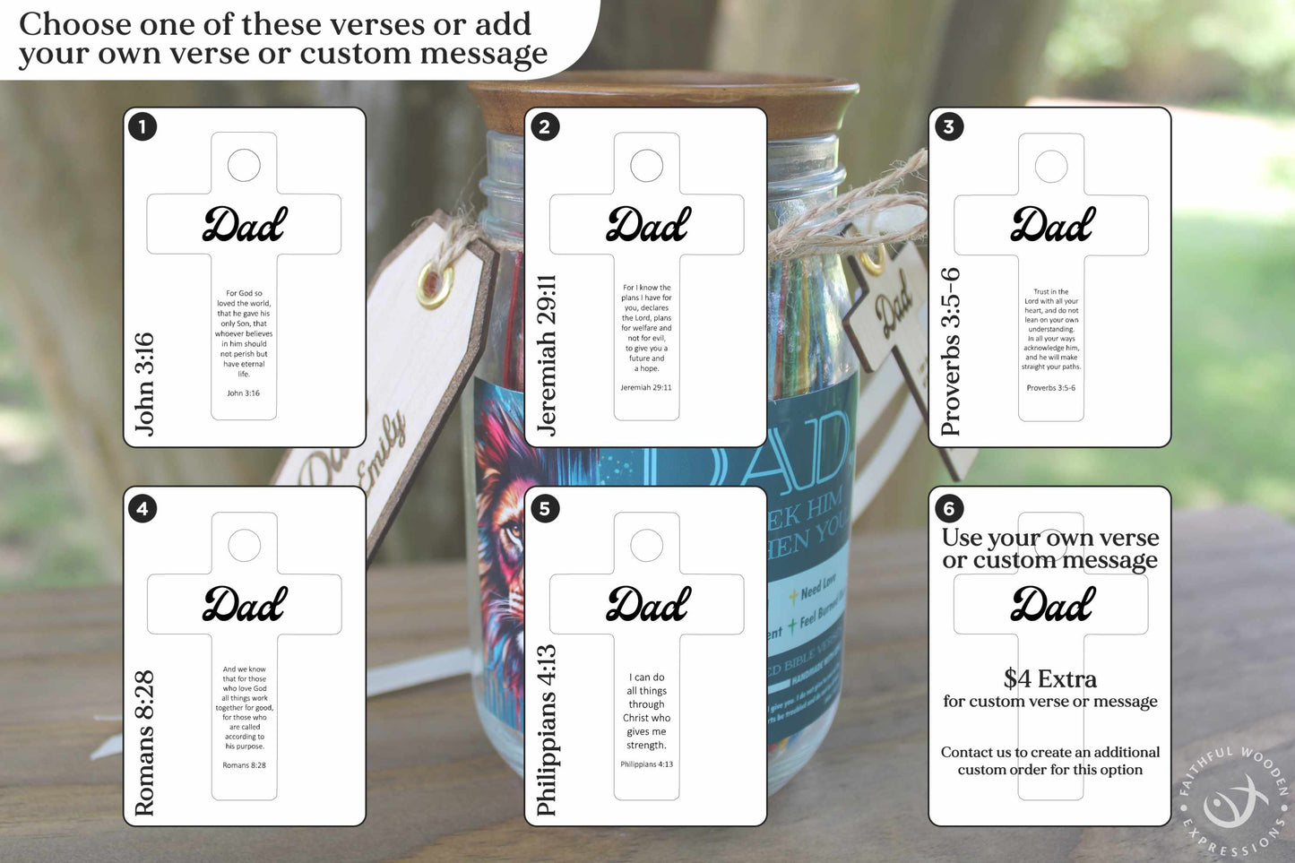 Seek Him Bible Verse Jar for Dad – Color-Coded Scriptures to Match His Emotions, Personalized Gift of Prayer, Encouragement & Daily Strength