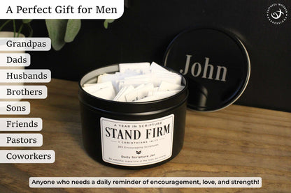 Personalized Daily Bible Verse Jar for Men with 365 Scriptures, A Meaningful Christian Encouragement Gift for Husband, Dad, Son or Friend
