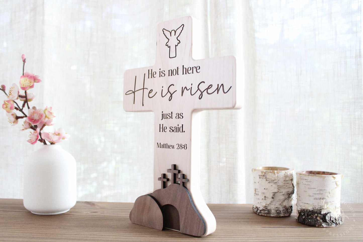 Easter Nativity Resurrection Scene | Handmade Wooden Display | Christian Empty Tomb Decor | He Is Risen Gift for Religious Home or Church