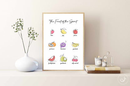 Fruit of the Spirit Print: Christian Scripture, Modern Kitchen Art (Digital Download)
