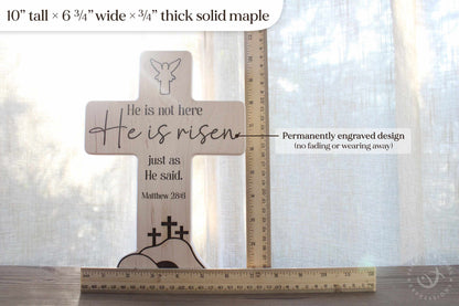 Empty Tomb He Is Risen Display | Easter Nativity Resurrection Decor | Handmade Wooden Christian Gift | Religious Keepsake for Home or Church