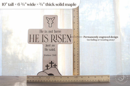 Religious Easter Display | Handmade Empty Tomb Scene | He Is Risen Wooden Decor | Jesus Resurrection Gift for Christian Home or Holiday