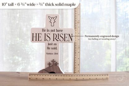 He Is Risen Christian Decor | Empty Tomb Resurrection Scene | Handmade Wooden Easter Nativity Gift | Religious Keepsake for Home or Family
