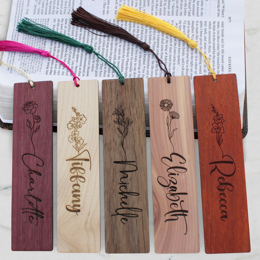 Personalized Birth Month Flower Bookmark
