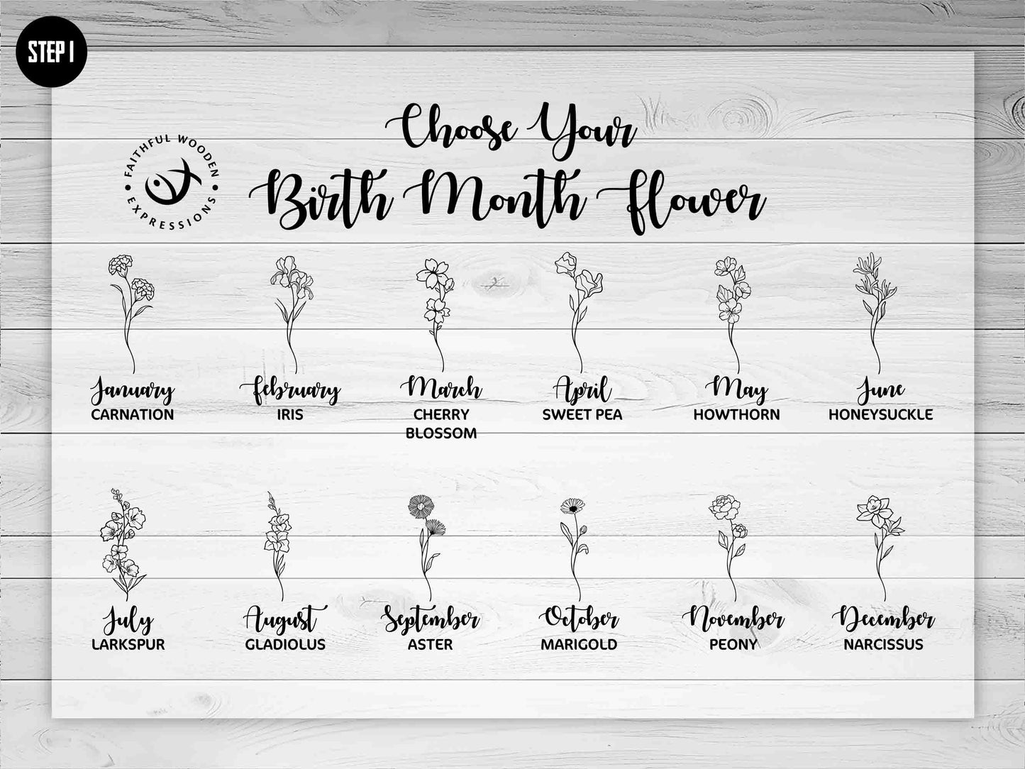 Personalized Birth Month Flower Bookmark