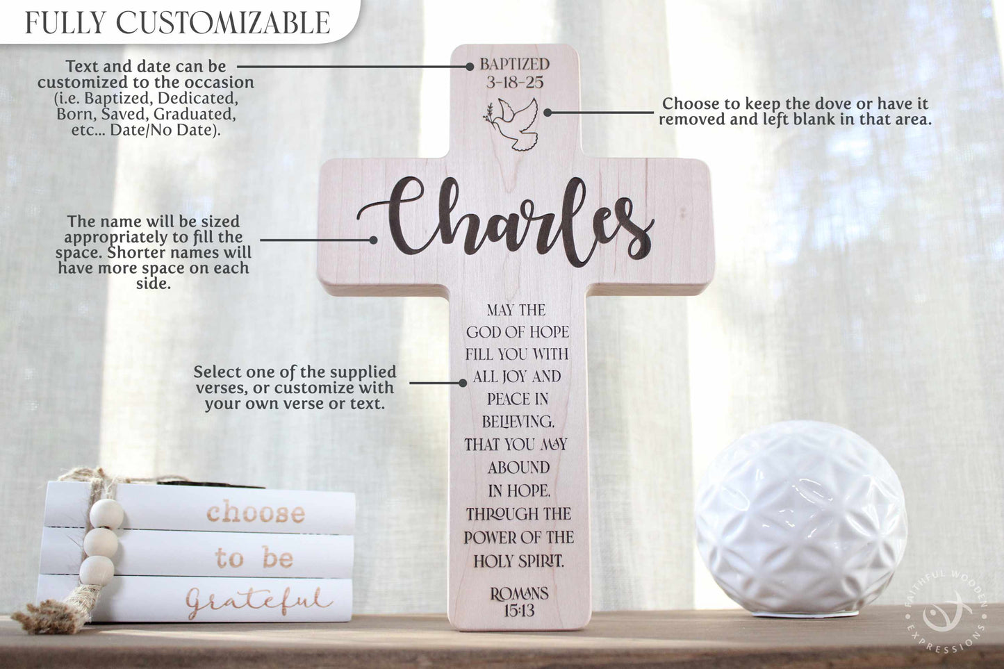 Personalized Maple Cross With Engraved Bible Verse Scripture