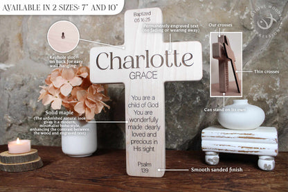 Personalized Baptism Cross for Boy or Girl with Dual Engraved Names | Timeless Modern Boho Gift
