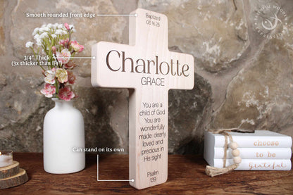 Personalized Baptism Cross for Boy or Girl with Dual Engraved Names | Timeless Modern Boho Gift