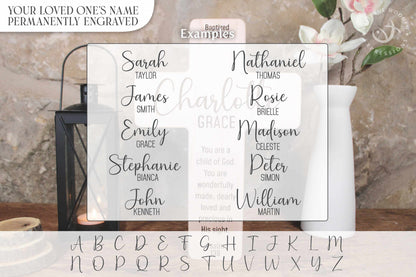 Custom Handcrafted Baptism Cross Gift with Dual Name Engraving