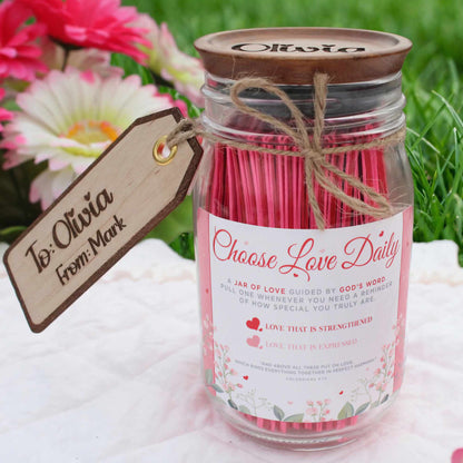 Christian Scripture Love Jar – Bible Verse Encouragement Gift for Wife Girlfriend or Faith Based Valentine Gift