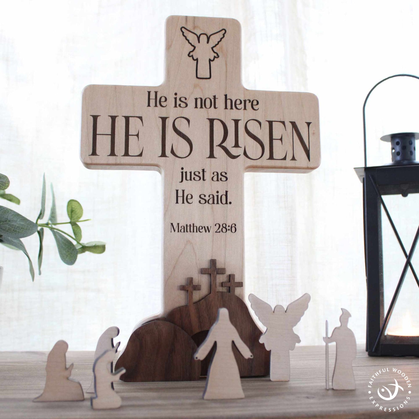 Empty Tomb Wooden Easter Display | He Is Risen Christian Scene | Religious Handmade Jesus lives Decor | Resurrection Gift for Home or Church