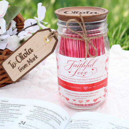 Christian Anniversary Gift for Spouse or Loved One – Love Bible Verse Jar with Scripture Encouragement