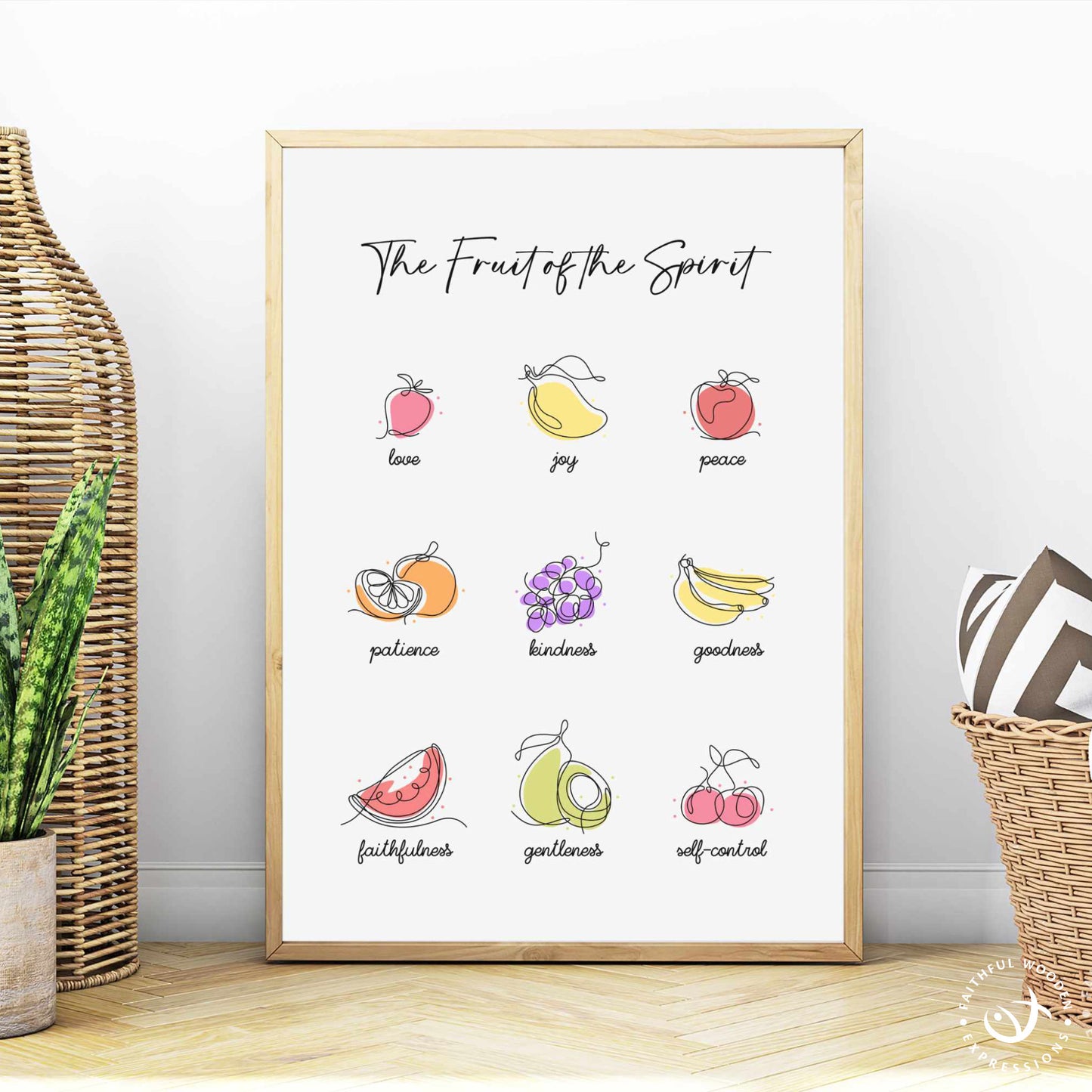 Fruit of the Spirit Print: Christian Scripture, Modern Kitchen Art (Digital Download)