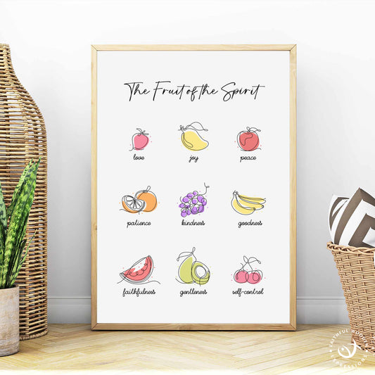 Fruit of the Spirit Print: Christian Scripture, Modern Kitchen Art (Digital Download)