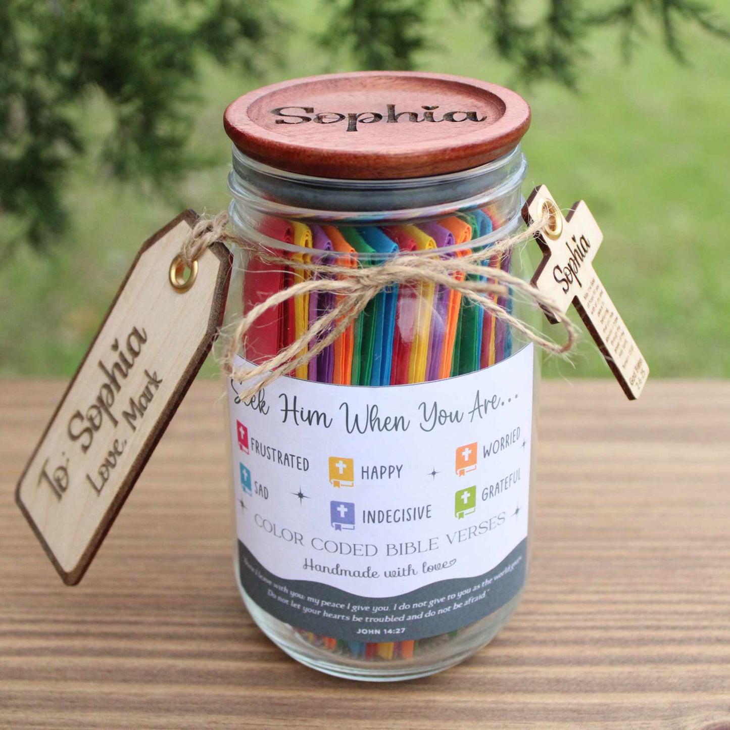 Personalized Bible Verse Jar | Christian Affirmation Gift for Women & Men | Color-Coded Scripture Encouragement Prayer Jar