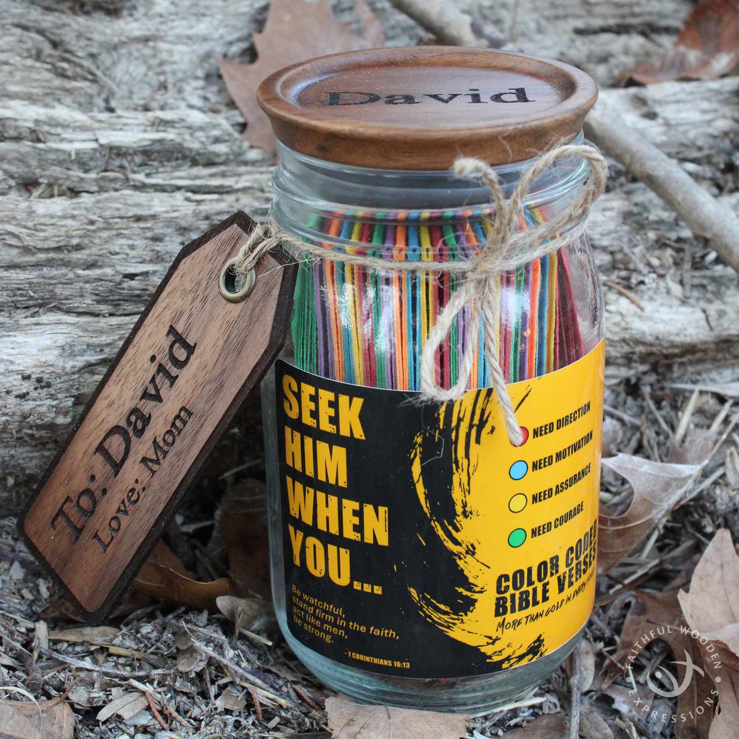 Christian Gift for Men – Color-Coded Bible Verse Jar for Guidance, Courage & Motivation