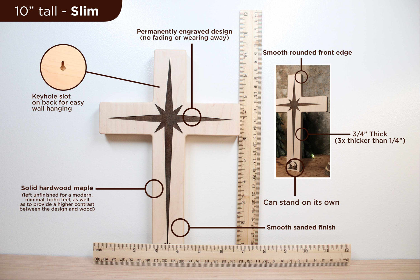 Standing Nativity Scene Christmas Cross Decoration