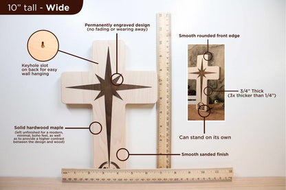 Standing Nativity Scene Christmas Cross Decoration