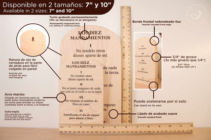 Spanish Ten Commandments wooden tablets set | Juego de tablas de madera de los Diez Mandamientos | Christian wall decor | La ley de Dios