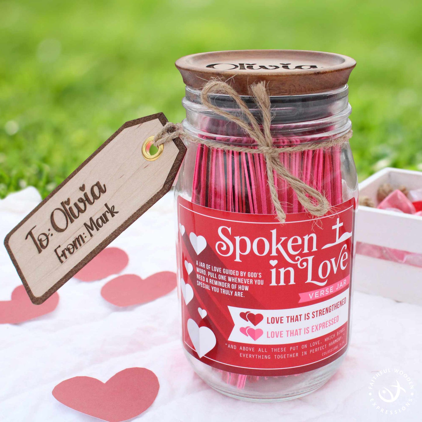 Personalized Bible Verse Jar for Mom, Wife, or Friend – Christian Encouragement Gift with Color-Coded Verses