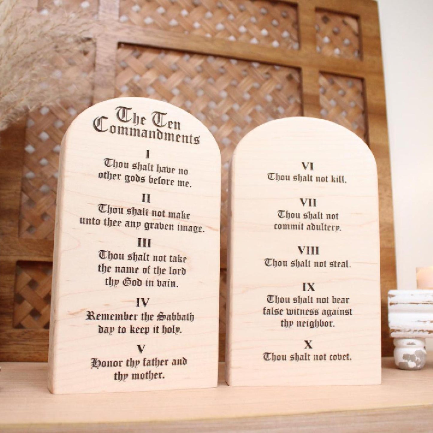 The Ten Commandments wooden tablets set | Christian wall or shelf decor | God's law