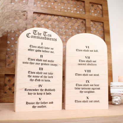 The Ten Commandments wooden tablets set | Christian wall or shelf decor | God's law
