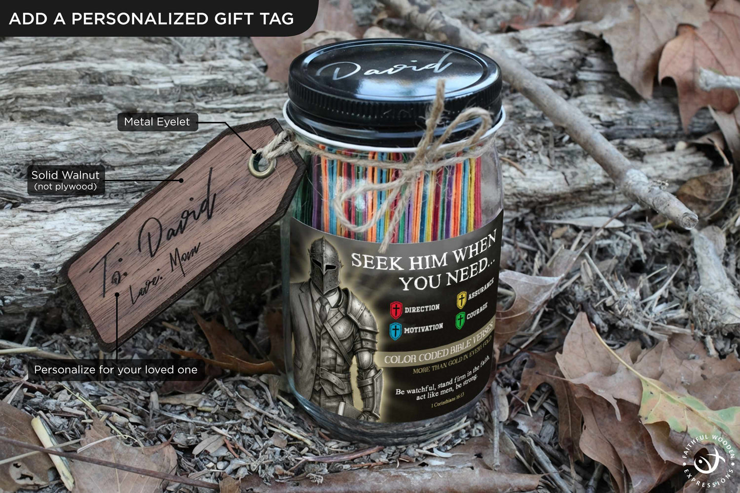 Christian Bible Verse Jar for Men - Color Coded Gift for Guidance Motivation and Assurance