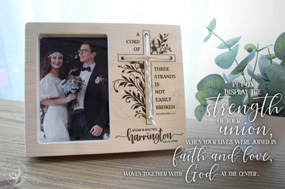 A Cord of Three Strands Frame | Personalized Wedding Memory Gift for Her | Just Married Customized Boho Gift
