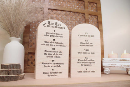 The Ten Commandments wooden tablets set | Christian wall or shelf decor | God's law
